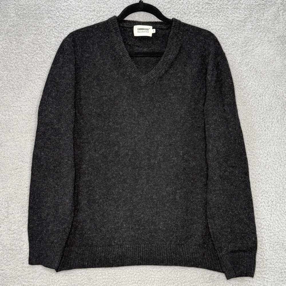 Cambridge V Neck Sweater Red Super Lambswool Knit Pullover Womens‎ Large Black
